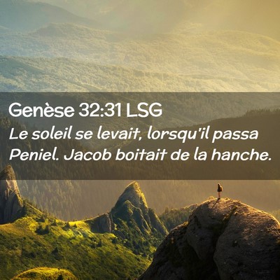 Picture 02 - Genèse 32:31 LSG - Le soleil se levait, lorsqu'il passa Peniel. - Bible Verse Picture