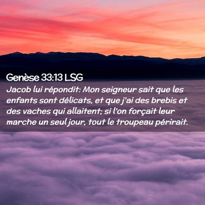 Picture 02 - Genèse 33:13 LSG - Jacob lui répondit: Mon seigneur sait que les - Bible Verse Picture