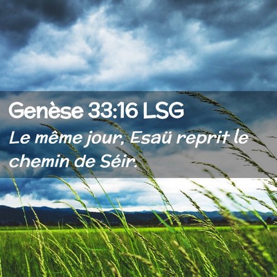Picture 02 - Genèse 33:16 LSG - Le même jour, Esaü reprit le chemin de - Bible Verse Picture