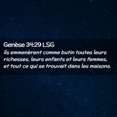 Picture 02 - Genèse 34:29 LSG - ils emmenèrent comme butin toutes leurs - Bible Verse Picture