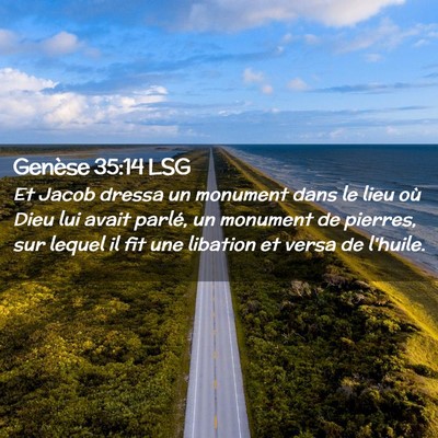Picture 02 - Genèse 35:14 LSG - Et Jacob dressa un monument dans le lieu où Dieu - Bible Verse Picture