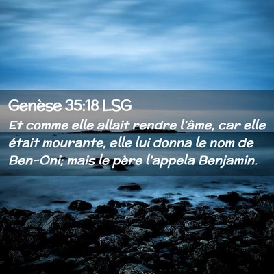 Picture 02 - Genèse 35:18 LSG - Et comme elle allait rendre l'âme, car elle - Bible Verse Picture