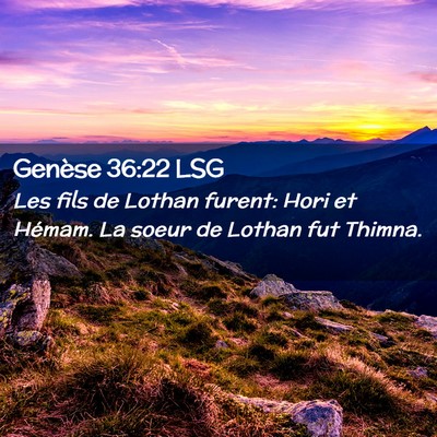 Picture 02 - Genèse 36:22 LSG - Les fils de Lothan furent: Hori et Hémam. La - Bible Verse Picture