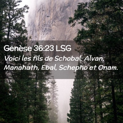 Picture 02 - Genèse 36:23 LSG - Voici les fils de Schobal: Alvan, Manahath, Ebal, - Bible Verse Picture