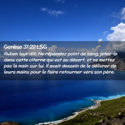 Picture 02 - Genèse 37:22 LSG - Ruben leur dit: Ne répandez point de sang; - Bible Verse Picture
