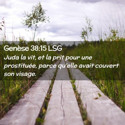 Picture 02 - Genèse 38:15 LSG - Juda la vit, et la prit pour une prostituée, - Bible Verse Picture