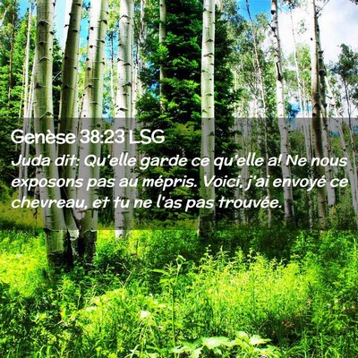 Picture 02 - Genèse 38:23 LSG - Juda dit: Qu'elle garde ce qu'elle a! Ne nous - Bible Verse Picture