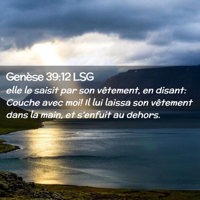 Picture 02 - Genèse 39:12 LSG - elle le saisit par son vêtement, en disant: - Bible Verse Picture