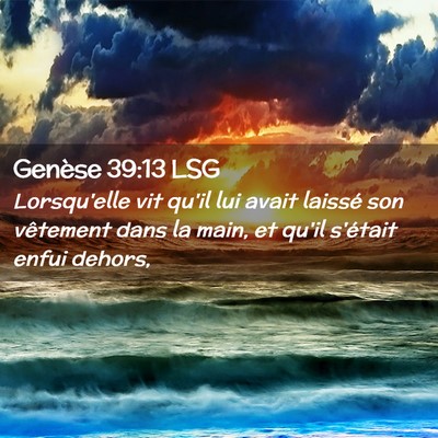 Picture 02 - Genèse 39:13 LSG - Lorsqu'elle vit qu'il lui avait laissé son - Bible Verse Picture
