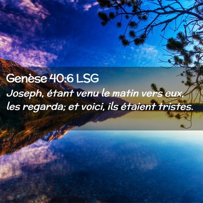 Picture 02 - Genèse 40:6 LSG - Joseph, étant venu le matin vers eux, les - Bible Verse Picture
