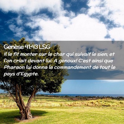 Picture 02 - Genèse 41:43 LSG - Il le fit monter sur le char qui suivait le sien; - Bible Verse Picture