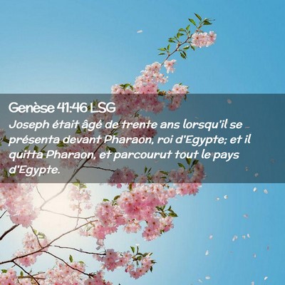 Picture 02 - Genèse 41:46 LSG - Joseph était âgé de trente ans lorsqu'il se - Bible Verse Picture