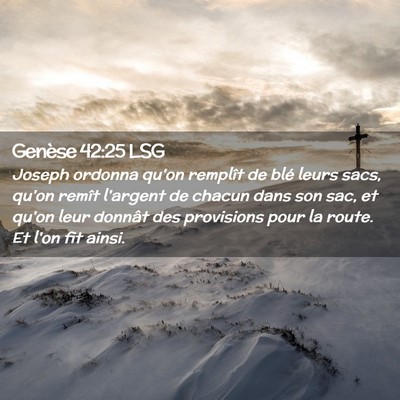 Picture 02 - Genèse 42:25 LSG - Joseph ordonna qu'on remplît de blé leurs sacs, - Bible Verse Picture