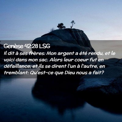 Picture 02 - Genèse 42:28 LSG - Il dit à ses frères: Mon argent a été rendu, - Bible Verse Picture