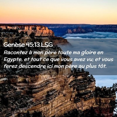 Picture 02 - Genèse 45:13 LSG - Racontez à mon père toute ma gloire en Egypte, - Bible Verse Picture