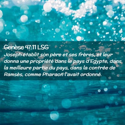 Picture 02 - Genèse 47:11 LSG - Joseph établit son père et ses frères, et leur - Bible Verse Picture