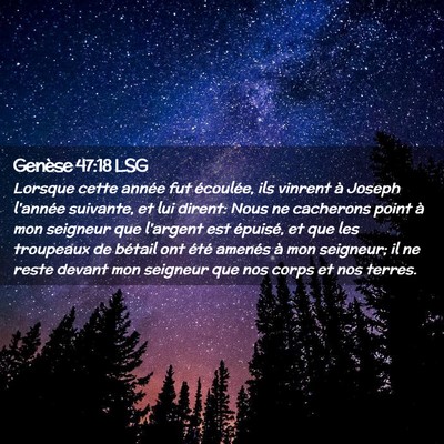 Picture 02 - Genèse 47:18 LSG - Lorsque cette année fut écoulée, ils vinrent - Bible Verse Picture