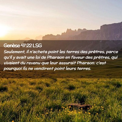 Picture 02 - Genèse 47:22 LSG - Seulement, il n'acheta point les terres des - Bible Verse Picture