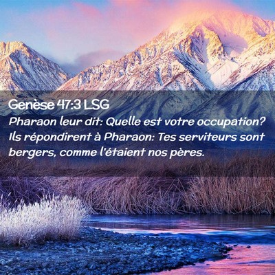 Picture 02 - Genèse 47:3 LSG - Pharaon leur dit: Quelle est votre occupation? - Bible Verse Picture