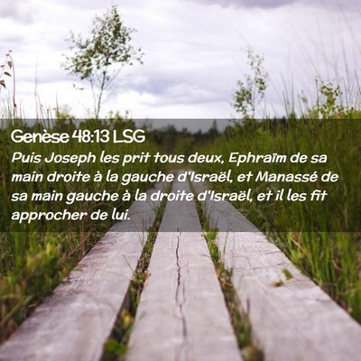 Picture 02 - Genèse 48:13 LSG - Puis Joseph les prit tous deux, Ephraïm de sa - Bible Verse Picture