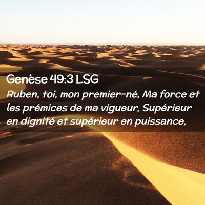Picture 02 - Genèse 49:3 LSG - Ruben, toi, mon premier-né, Ma force et les - Bible Verse Picture