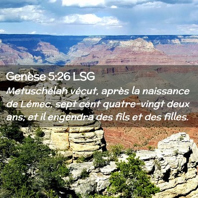 Picture 02 - Genèse 5:26 LSG - Metuschélah vécut, après la naissance de - Bible Verse Picture