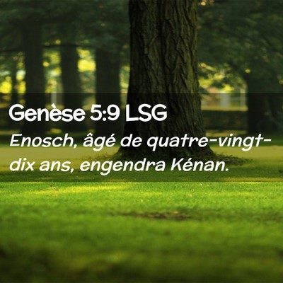 Picture 02 - Genèse 5:9 LSG - Enosch, âgé de quatre-vingt-dix ans, engendra - Bible Verse Picture