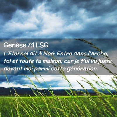 Picture 02 - Genèse 7:1 LSG - L'Eternel dit à Noé: Entre dans l'arche, toi et - Bible Verse Picture