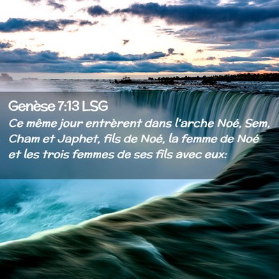 Picture 02 - Genèse 7:13 LSG - Ce même jour entrèrent dans l'arche Noé, Sem, - Bible Verse Picture