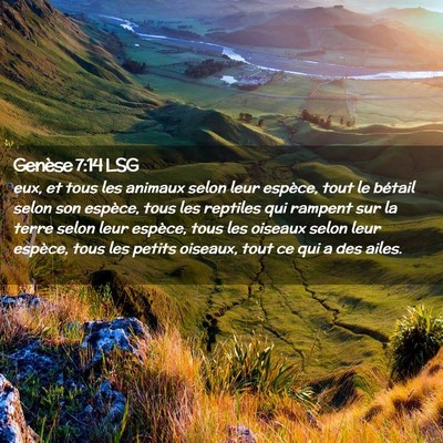 Picture 02 - Genèse 7:14 LSG - eux, et tous les animaux selon leur espèce, tout - Bible Verse Picture
