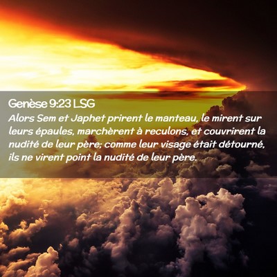 Picture 02 - Genèse 9:23 LSG - Alors Sem et Japhet prirent le manteau, le mirent - Bible Verse Picture