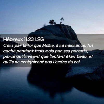 Picture 02 - Hébreux 11:23 LSG - C'est par la foi que Moïse, à sa naissance, fut - Bible Verse Picture