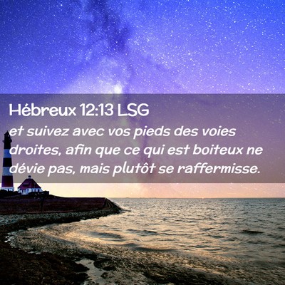Picture 02 - Hébreux 12:13 LSG - et suivez avec vos pieds des voies droites, afin - Bible Verse Picture