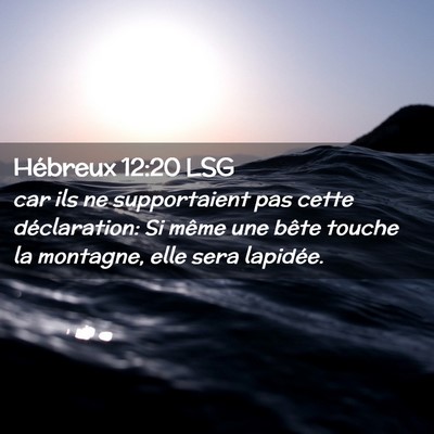 Picture 02 - Hébreux 12:20 LSG - car ils ne supportaient pas cette déclaration: - Bible Verse Picture