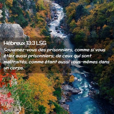 Picture 02 - Hébreux 13:3 LSG - Souvenez-vous des prisonniers, comme si vous - Bible Verse Picture