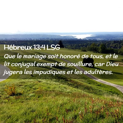 Picture 02 - Hébreux 13:4 LSG - Que le mariage soit honoré de tous, et le lit - Bible Verse Picture