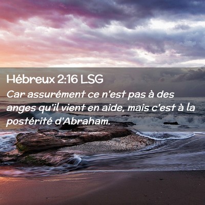 Picture 02 - Hébreux 2:16 LSG - Car assurément ce n'est pas à des anges qu'il - Bible Verse Picture