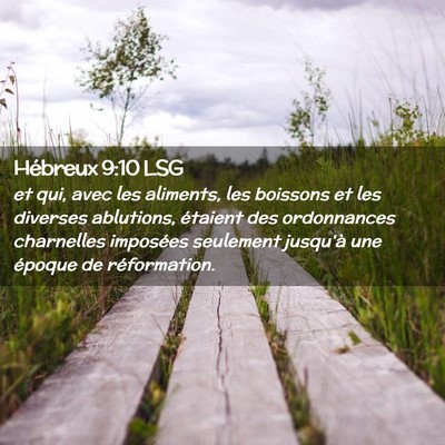 Picture 02 - Hébreux 9:10 LSG - et qui, avec les aliments, les boissons et les - Bible Verse Picture