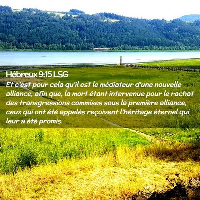 Picture 02 - Hébreux 9:15 LSG - Et c'est pour cela qu'il est le médiateur d'une - Bible Verse Picture