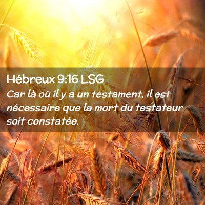 Picture 02 - Hébreux 9:16 LSG - Car là où il y a un testament, il est - Bible Verse Picture
