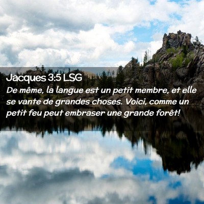 Picture 02 - Jacques 3:5 LSG - De même, la langue est un petit membre, et elle - Bible Verse Picture