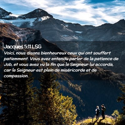 Picture 02 - Jacques 5:11 LSG - Voici, nous disons bienheureux ceux qui ont - Bible Verse Picture