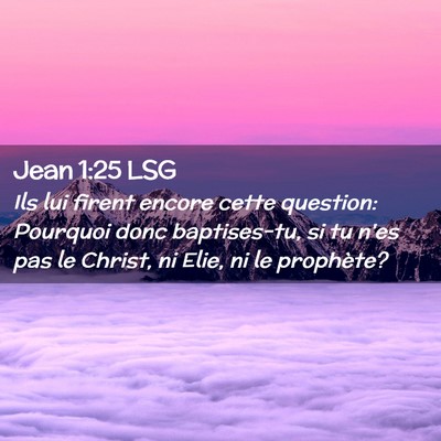 Picture 02 - Jean 1:25 LSG - Ils lui firent encore cette question: Pourquoi - Bible Verse Picture