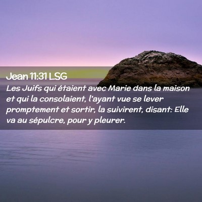 Picture 02 - Jean 11:31 LSG - Les Juifs qui étaient avec Marie dans la maison - Bible Verse Picture