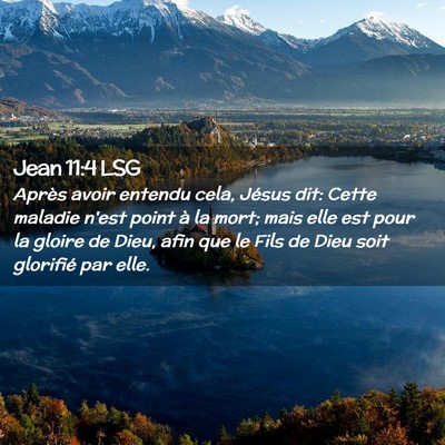 Picture 02 - Jean 11:4 LSG - Après avoir entendu cela, Jésus dit: Cette - Bible Verse Picture