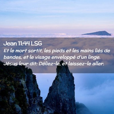 Picture 02 - Jean 11:44 LSG - Et le mort sortit, les pieds et les mains liés - Bible Verse Picture