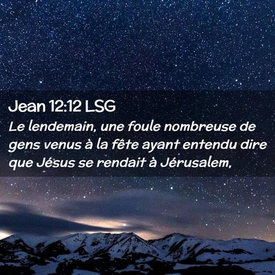 Picture 02 - Jean 12:12 LSG - Le lendemain, une foule nombreuse de gens venus - Bible Verse Picture