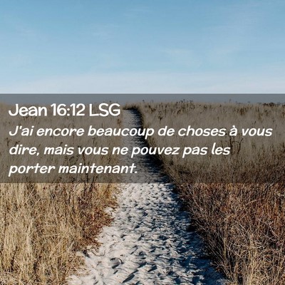 Picture 02 - Jean 16:12 LSG - J'ai encore beaucoup de choses à vous dire, mais - Bible Verse Picture