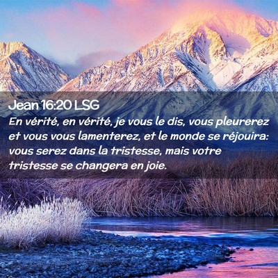 Picture 02 - Jean 16:20 LSG - En vérité, en vérité, je vous le dis, vous - Bible Verse Picture