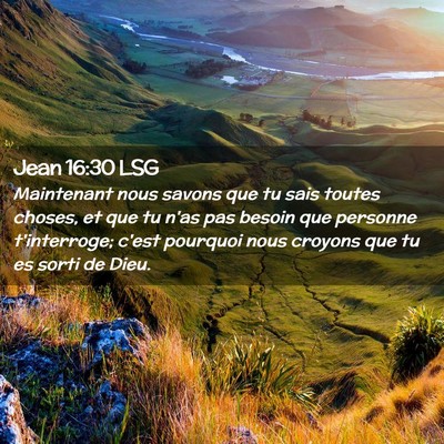 Picture 02 - Jean 16:30 LSG - Maintenant nous savons que tu sais toutes choses, - Bible Verse Picture